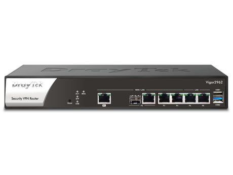 DrayTek Vigor2962 enrutador 2.5 Gigabit Ethernet Negro, Ethernet WAN, VIGOR2962