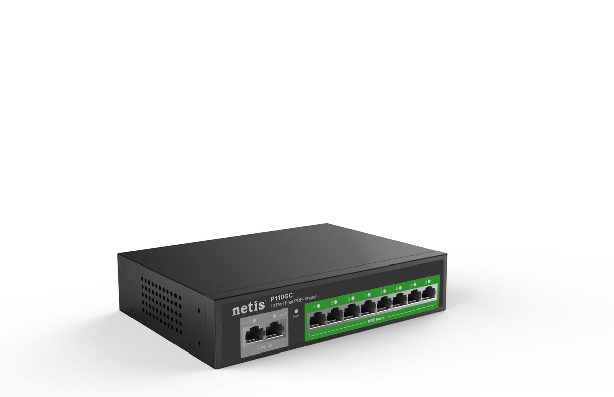 Netis System P110GC dispositivo de redes Gigabit Ethernet (10/100/1000) Energía sobre Ethernet (PoE) Negro, Bidirecciona
