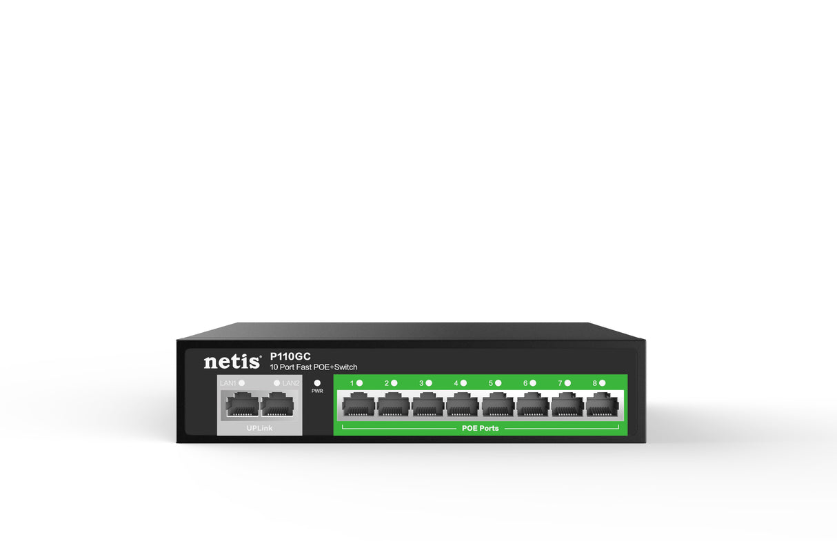 Netis System P110GC dispositivo de redes Gigabit Ethernet (10/100/1000) Energía sobre Ethernet (PoE) Negro, Bidirecciona