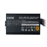 Cooler Master MWE Gold 650 - V2 unidad de fuente de alimentación 650 W 24-pines ATX ATX Negro, 90 - 264 V, Activo, 100 W