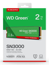 WD SSD Interno Green SN3000 2TB M.2 2280 NVMe PCIe Gen4, 5000 MB/s Lectura, 4200 MB/s Escritura
