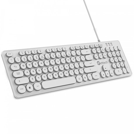 Getttech GTI-28201B teclado Hogar USB Blanco, Tamaño completo (100%), Alámbrico, Interruptor de membrana