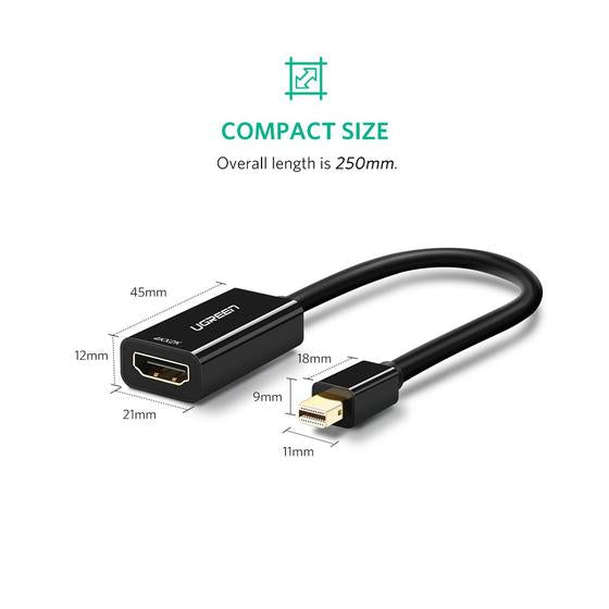 Ugreen 40360 adaptador de cable de vídeo 0,25 m Mini DisplayPort HDMI Negro