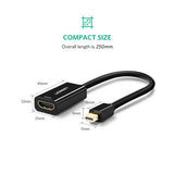 Ugreen 40360 adaptador de cable de vídeo 0,25 m Mini DisplayPort HDMI Negro