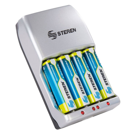 Steren CRG-100 cargador de batería Corriente alterna, Níquel-cadmio (NiCd), Níquel-metal hidruro (NiMH), AAAA
