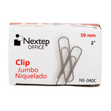 Clip Jumbo Nextep Niquelado 50Mm 100 Clips - Ne-040C