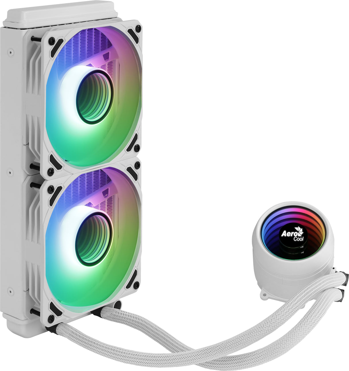 Aerocool MIRAGEL240W Refrigeración Líquida CPU 2xVentilador 12cm ARGB TDP 400W Blanco sistemas de refrigeración para ordenadores Procesador 72,2 cfm 1,62 mmH2O 20,2 dB