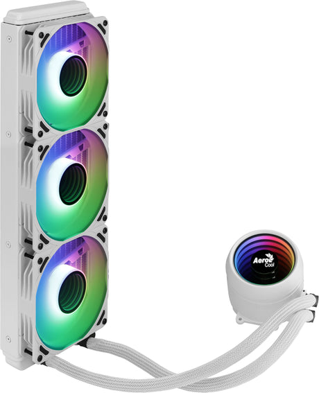Aerocool MIRAGEL360W Refrigeración Líquida CPU 3xVentilador 12cm ARGB TDP 550W Blanco sistemas de refrigeración para ordenadores Procesador 1,62 mmH2O 26,8 dB 20,2 dB