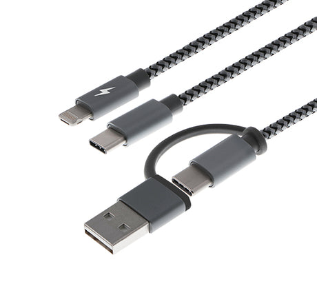 Xtech XTC-560 cable USB 1.2 m USB A/USB C USB C/Micro USB A/Lightning Gris