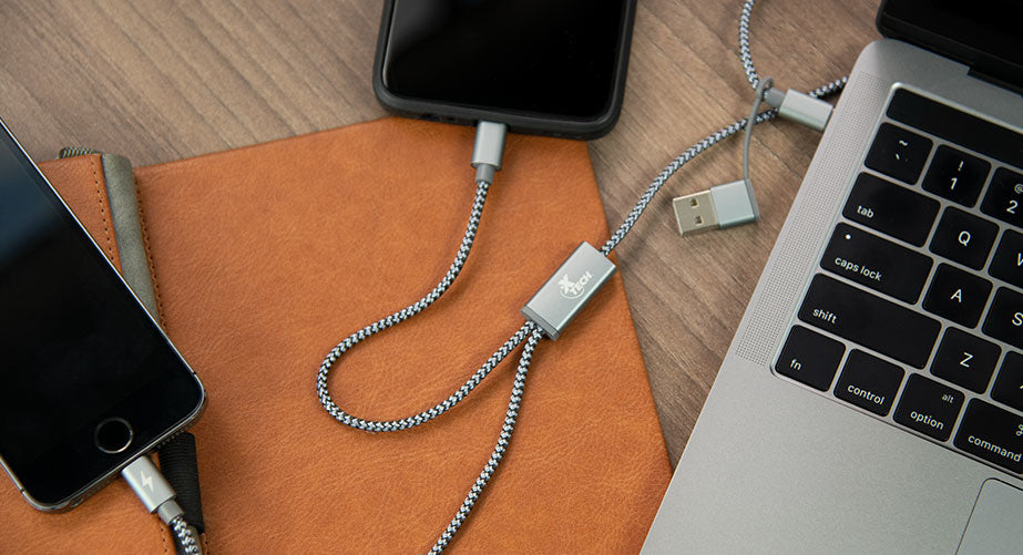 Xtech XTC-560 cable USB 1.2 m USB A/USB C USB C/Micro USB A/Lightning Gris