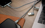 Xtech XTC-560 cable USB 1,2 m USB A/USB C USB C/Micro USB A/Lightning Gris