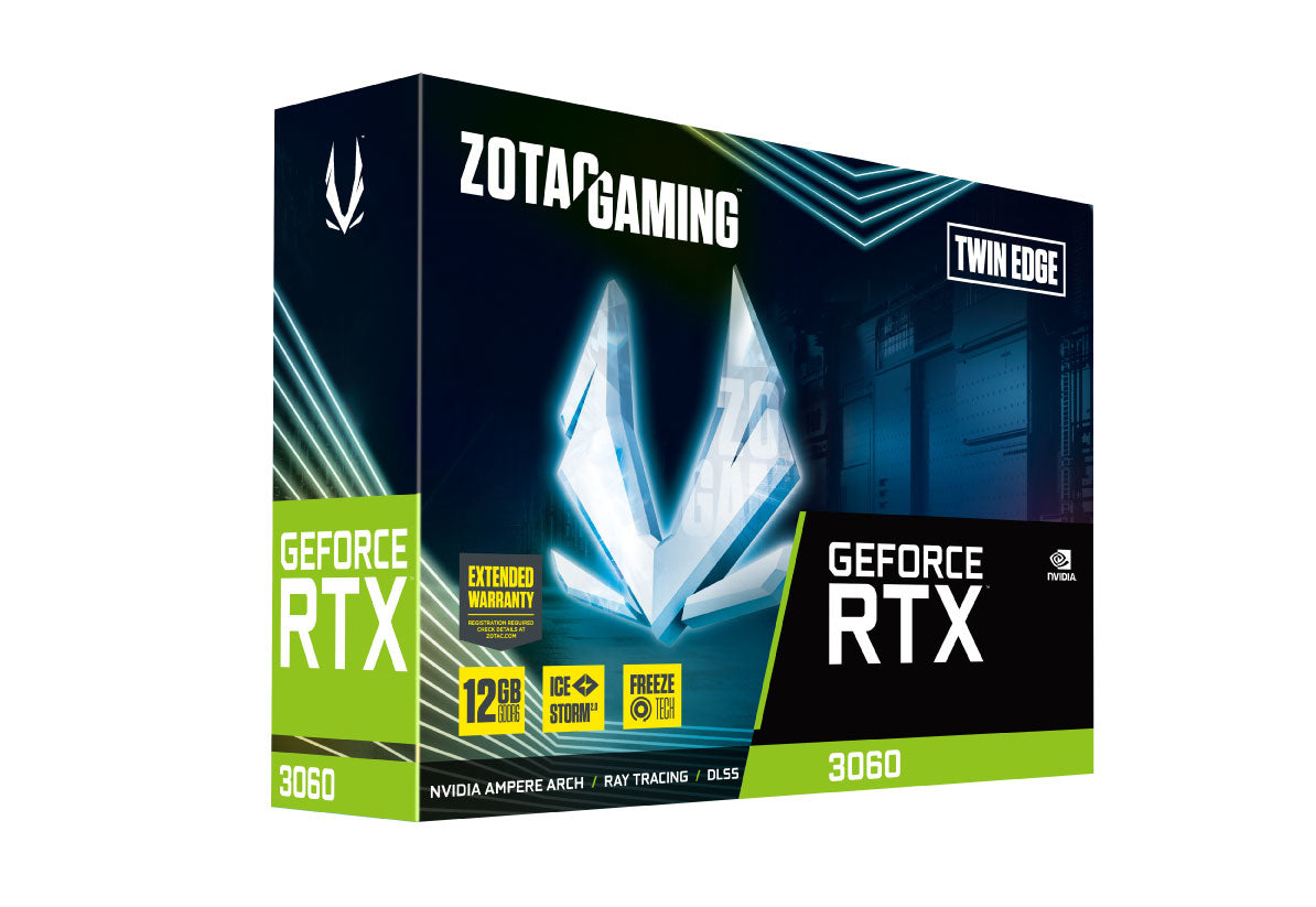 Zotac GAMING GeForce RTX 3060 Twin Edge NVIDIA 12 GB GDDR6, 192 Bit, 7680 x 4320 Pixeles, PCI Express x16 4.0