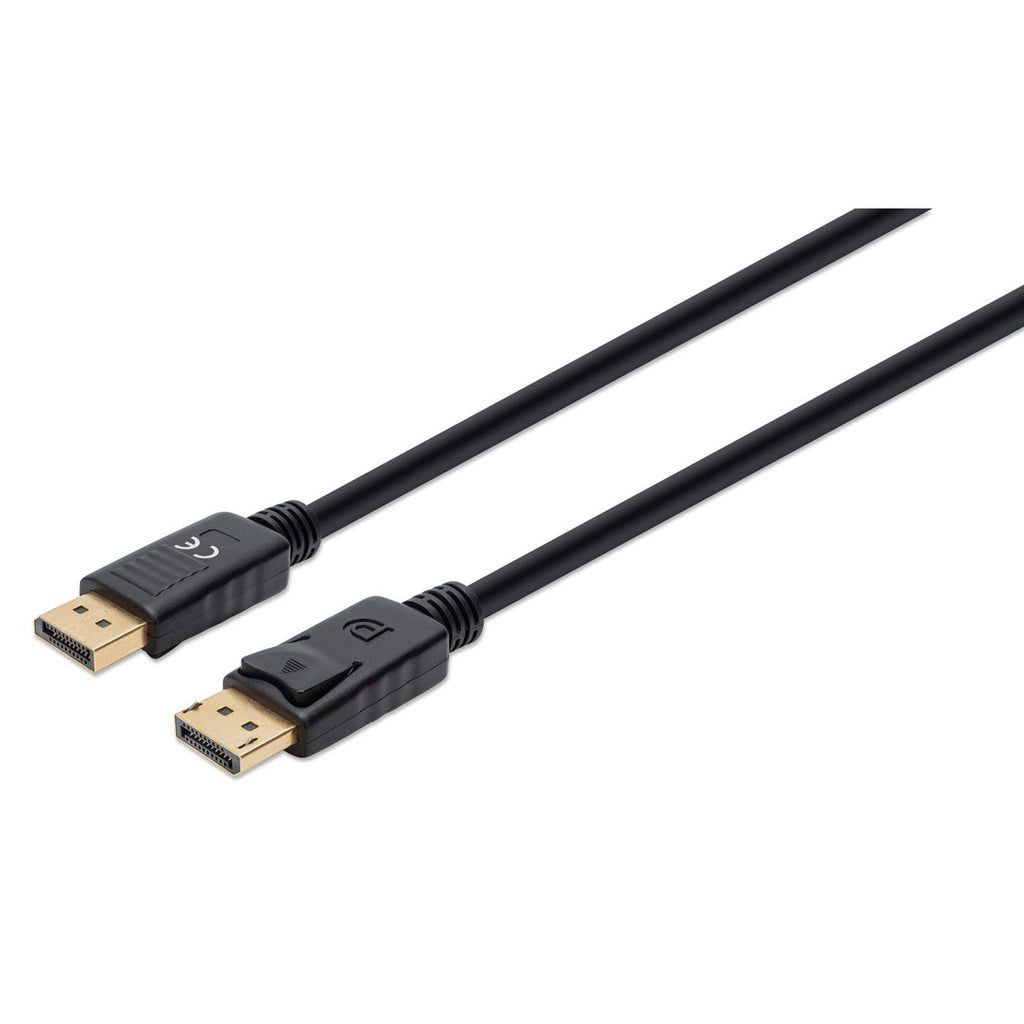 Manhattan Cable DisplayPort 1.4, 8K@60 Hz, 3 m, compatible con 8K, 4K y 1080p, macho a macho, con pestañas de bloqueo, totalmente apantallado, negro, garantía de por vida, equivalente a DP14MM3M Cable Derecho Derecho Oro 1.4