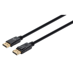 Manhattan Cable DisplayPort 1.4, 8K@60 Hz, 3 m, compatible con 8K, 4K y 1080p, macho a macho, con pestañas de bloqueo, totalmente apantallado, negro, garantía de por vida, equivalente a DP14MM3M Cable Derecho Derecho Oro 1.4