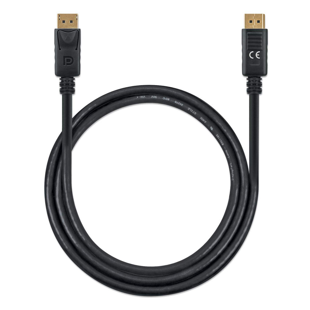Manhattan Cable DisplayPort 1.4, 8K@60 Hz, 1 m, compatible con 8K, 4K y 1080p, macho a macho, con pestañas de bloqueo, totalmente apantallado, negro, garantía de por vida, equivalente a DP14MM1M Cable Derecho Derecho Oro 1.4