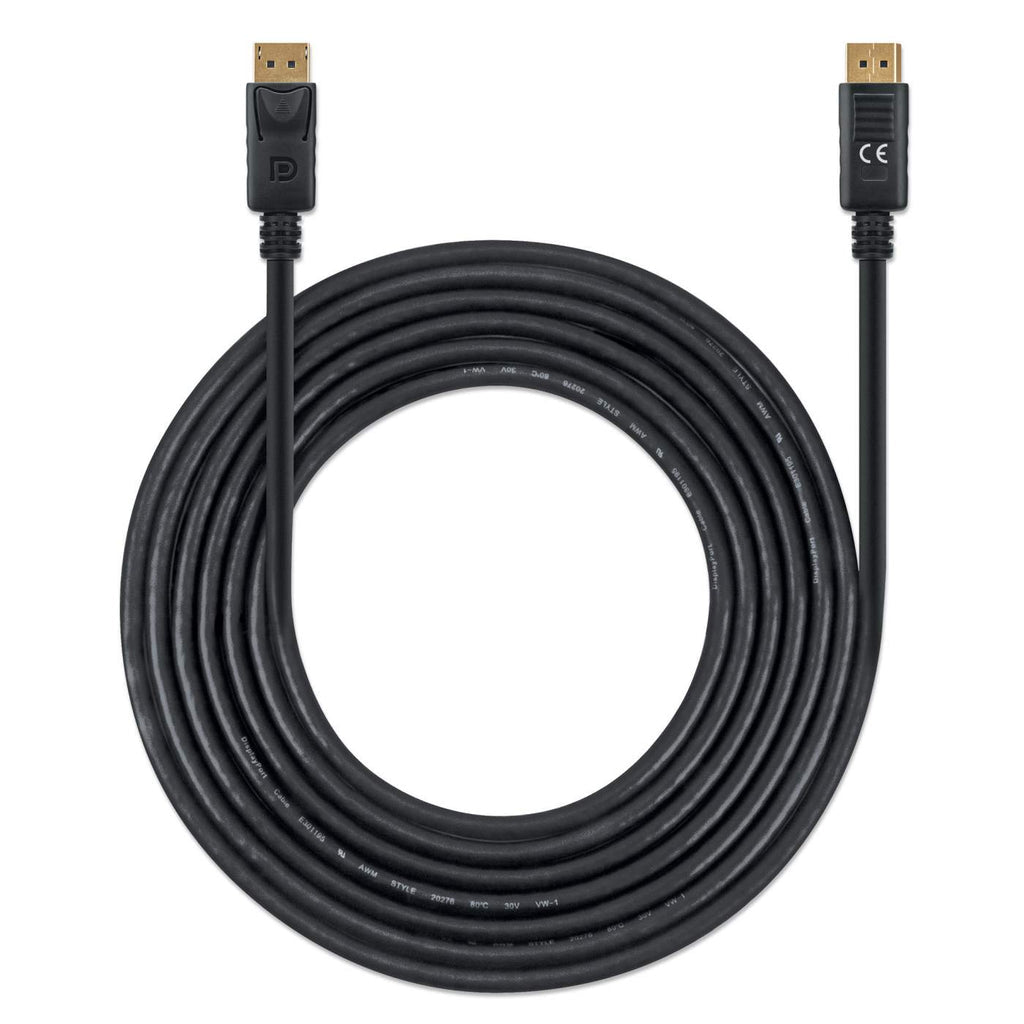 Manhattan Cable DisplayPort 1.4, 8K@60 Hz, 3 m, compatible con 8K, 4K y 1080p, macho a macho, con pestañas de bloqueo, totalmente apantallado, negro, garantía de por vida, equivalente a DP14MM3M Cable Derecho Derecho Oro 1.4