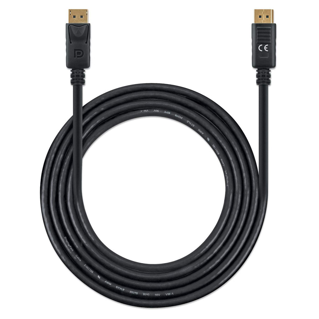 Manhattan Cable DisplayPort 1.4, 8K@60 Hz, 2 m, compatible con 8K, 4K y 1080p, macho a macho, con pestañas de bloqueo, totalmente apantallado, negro, garantía de por vida, equivalente a DP14MM2M Cable Derecho Derecho Oro 1.4