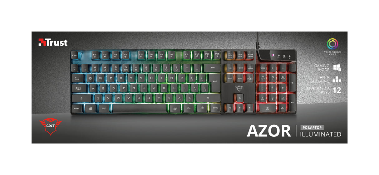 Trust GXT 835 Azor Teclado Juego Alámbrico USB Interruptor de membrana