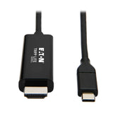 Tripp Lite U444-003-H4K6BE Cable Adaptador USB C a HDMI (M/M) – 4K @ 60 Hz, 4:4:4, Compatible con Thunderbolt 3, Negro, 