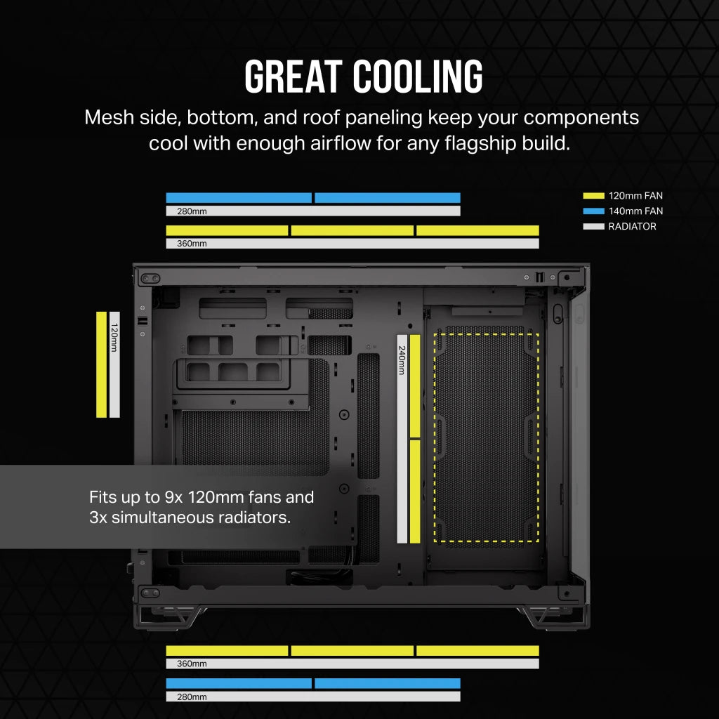 Corsair 2500X Midi Tower Negro, ATX, Plástico, Acero, CC-9011265-WW | Gabinetes de computadora