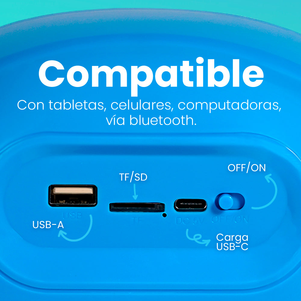 BOCINA VORAGO BSP-205 BLUETOOTH / MSD / USB / 3.5MM MICRÓFONO CON MODOS DE VOZ COLOR AZUL