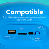 BOCINA VORAGO BSP-205 BLUETOOTH / MSD / USB / 3.5MM MICRÓFONO CON MODOS DE VOZ COLOR AZUL