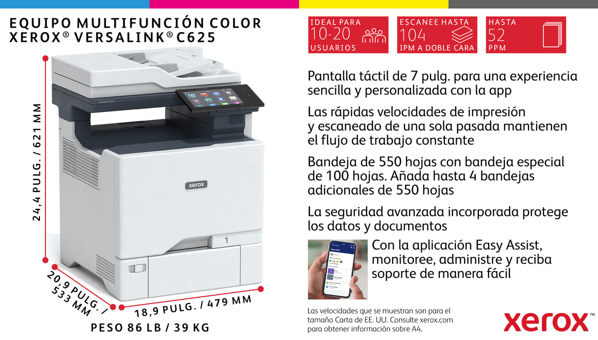 Xerox VersaLink C625_DN Impresora Multifunción Laser Blanco