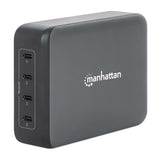 Manhattan Estación de carga GaN USB Power Delivery de 4 puertos, 240 W / PD 3.1, 4 puertos USB-C PD hasta 140 W por puerto, 240 W total, negro cargador de dispositivos móviles Corriente alterna 4 Si Interior