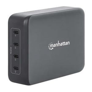 Manhattan Estación de carga GaN USB Power Delivery de 4 puertos, 240 W / PD 3.1, 4 puertos USB-C PD hasta 140 W por puerto, 240 W total, negro cargador de dispositivos móviles Corriente alterna 4 Si Interior