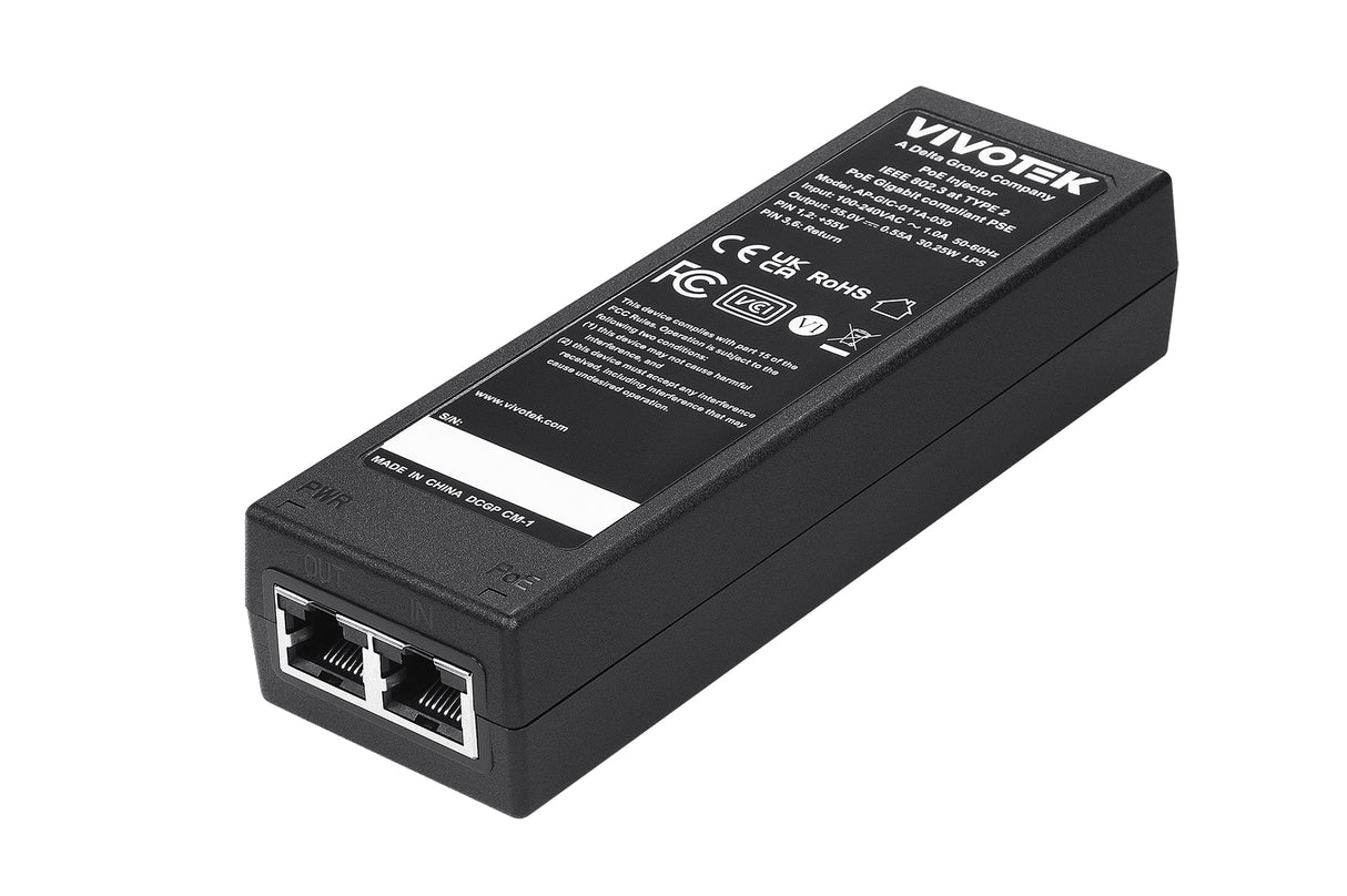 VIVOTEK AP-GIC-011A-030 adaptador e inyector de PoE Ethernet rápido, Gigabit Ethernet 55 V