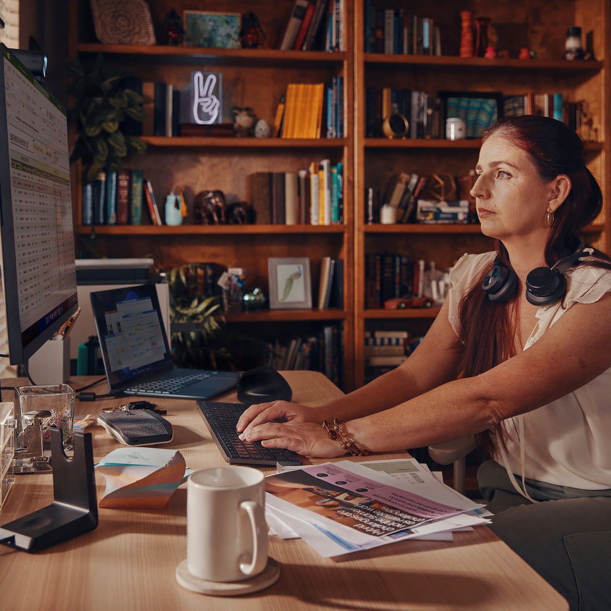 HP Poly Auriculares USB-C Poly Voyager Focus 2 con certificación de Microsoft Teams, Inalámbrico, Oficina/Centro de llamadas, 115 g