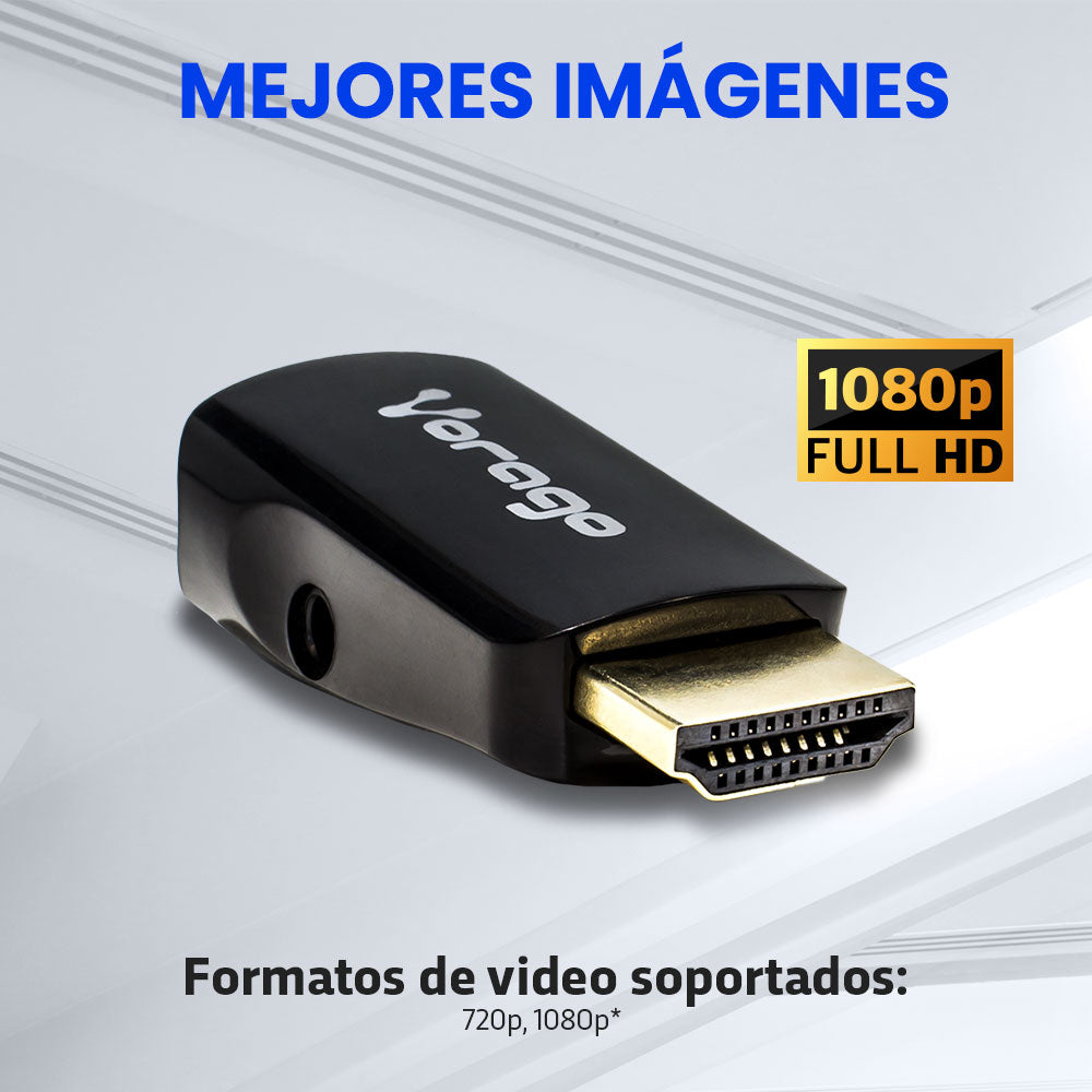 Convertidor VORAGO HDMI a VGA con Mini/Micro HDMI, Audio 3.5 y Adaptador ADP-208