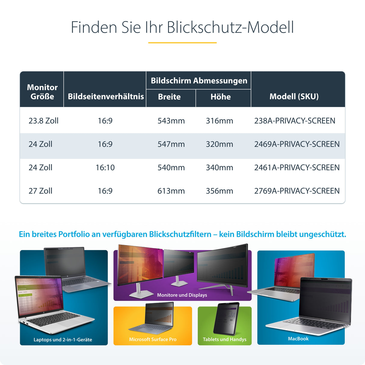 StarTech.com Filtro de Privacidad 16:9 para Monitor de 24" - Colgante - Protector Acrílico de Pantalla - Ángulo de
