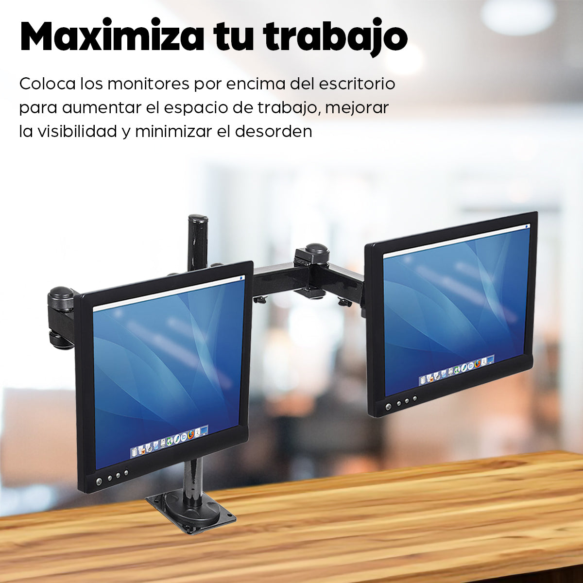 Manhattan Soporte para monitor, de escritorio, movimiento articulado, 2 pantallas planas de 13" a 24" máximo 6 kg cada u
