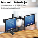 Manhattan Soporte para monitor, de escritorio, movimiento articulado, 2 pantallas planas de 13" a 24" máximo 6 kg cada u