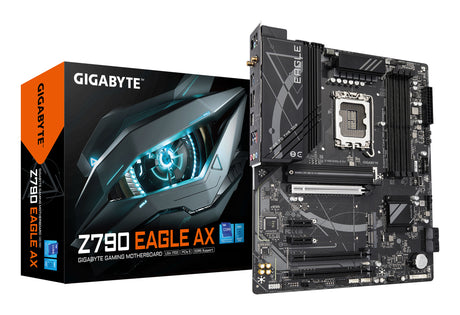 GIGABYTE Z790 EAGLE AX Placa base - Soporta CPUs Intel Core de 14ª generación, VRM digital de 12+1+1 fases, hasta 7600MHz DDR5 (OC), 3xPCIe 4.0 M.2, Wi-Fi 6E, LAN de 2.5GbE, USB 3.2 Gen 2 placas base Intel LGA 1700 1 LGA 1700