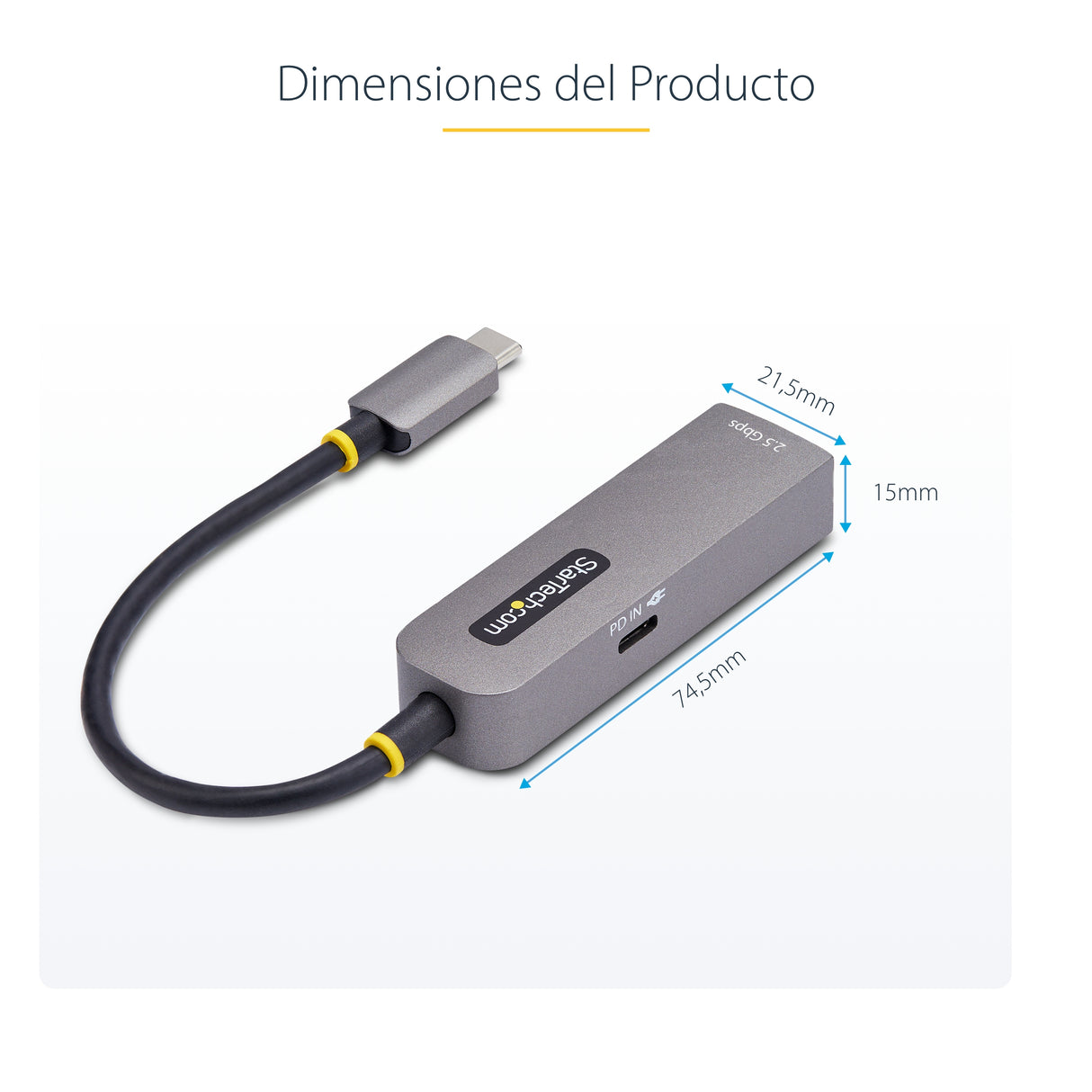 StarTech.com Adaptador de Red USB Tipo C a Ethernet - Adaptador de Red Externo USB-C a RJ45 2,5/1Gb - NBASE-T - USB 3.1 - Entrega de Alimentación PD 100W de Paso - Compatible con Thunderbolt - Win/Mac tarjetas de red Alámbrico USB Tipo C Ethernet 1