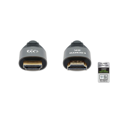 Cable Manhattan Hdmi Certificado Ultra Alta Velocidad 8K A 60Hz/4K A 120Hz C/Ethernet 1M Color Negro - 355933 FullOffice.com