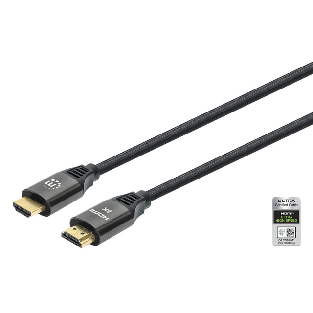 Cable Manhattan Hdmi Certificado Ultra Alta Velocidad 8K A 60Hz/4K A 120Hz C/Ethernet 2M Color Negro - 355940 FullOffice.com