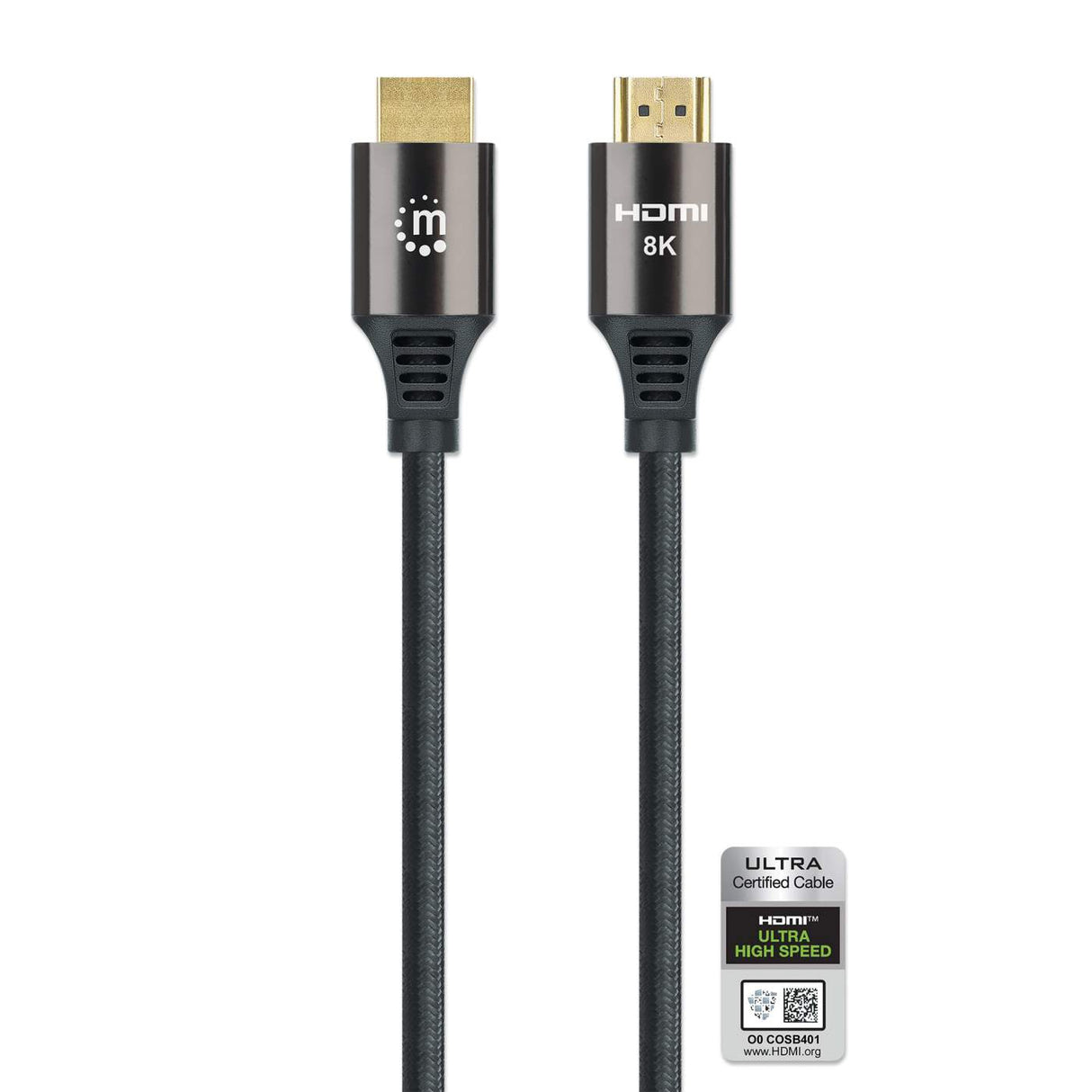 Cable Manhattan Hdmi Certificado Ultra Alta Velocidad 8K A 60Hz/4K A 120Hz C/Ethernet 2M Color Negro - 355940 FullOffice.com