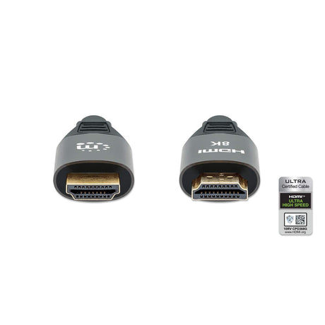 Cable Manhattan Hdmi Certificado Ultra Alta Velocidad 8K A 60Hz/4K A 120Hz C/Ethernet 3M Color Negro - 355957 FullOffice.com