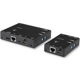 StarTech.com Juego de Extensor HDMI por IP con Compresión Avanzada audio/vídeo extendedores Transmisor y receptor de señales AV 1920 x 100 Pixeles Cat5e, Cat6 15 m