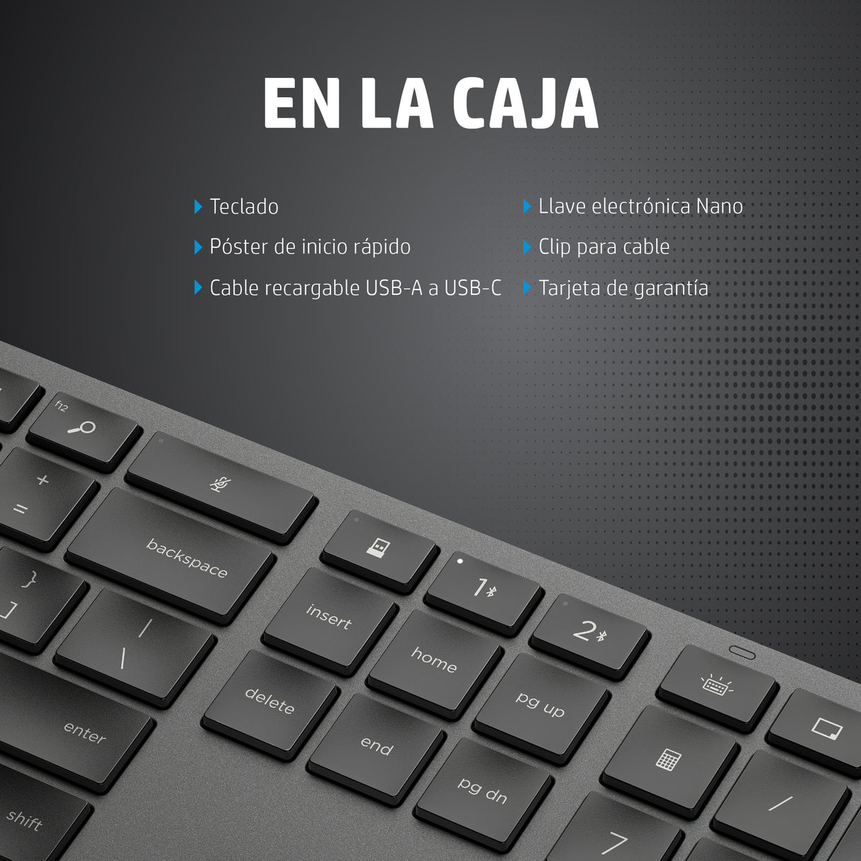 HP Teclado inalámbrico 975 de modo dual, Tamaño completo (100%), RF inalámbrico + bluetooth, Negro
