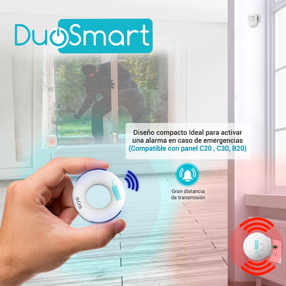 DuoSmart CPM1 botón de alarma de pánico Inalámbrico, Blanco, 433 MHz, AC/batería