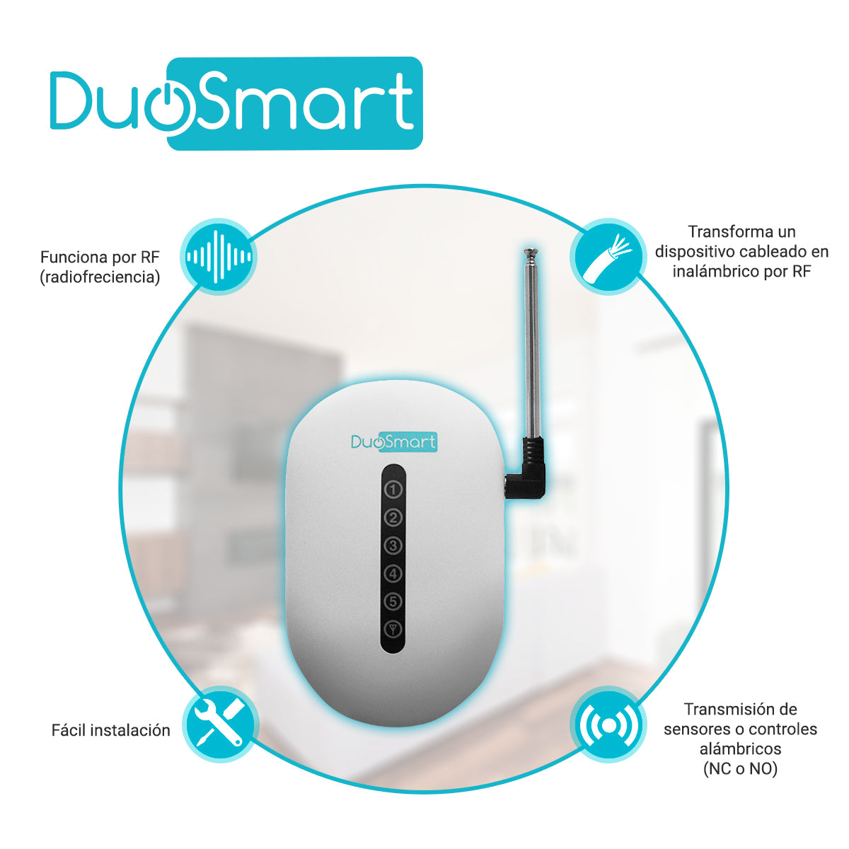 DuoSmart CREP1 transmisor repetidor de señal de alarma 433 MHz, Blanco, 500 mAh