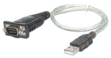 Manhattan Convertidor de USB a Puerto Serie Cable Negro, Transparente 0,45 m USB tipo A D-Sub (DB-9)