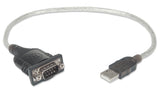 Manhattan Convertidor de USB a Puerto Serie Cable Negro, Transparente 0,45 m USB tipo A D-Sub (DB-9)
