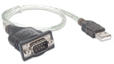 Manhattan Convertidor de USB a Puerto Serie Cable Negro, Transparente 0,45 m USB tipo A D-Sub (DB-9)