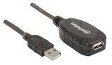 Manhattan Cable de Extensión Activa USB de Alta Velocidad, 0.48 Gbit/s, Negro
