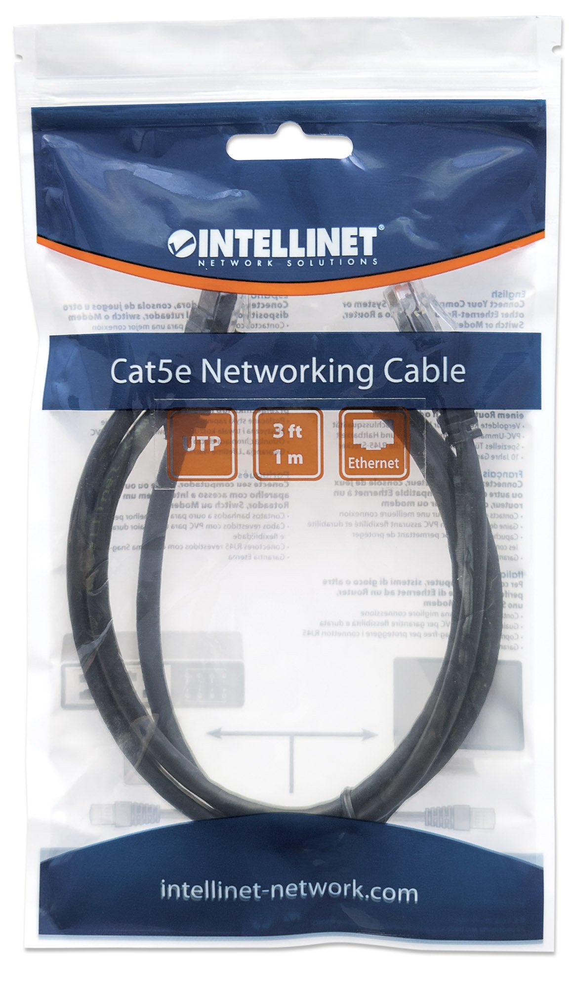 CABLE INT PATCH 1.0M (3.0 F) CAT 5E UTP NEGRO CABLE DE RED